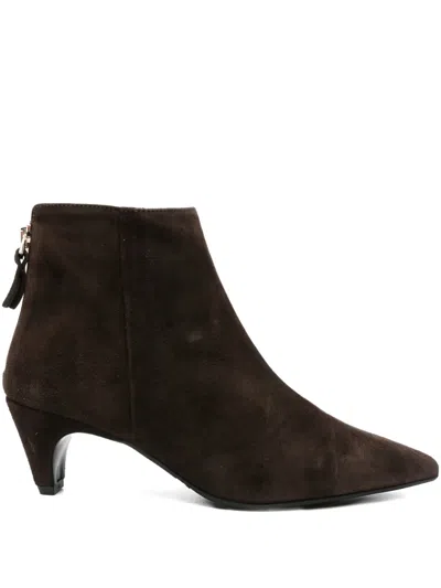 Evaluna 60mm Pointed-toe Zip Ankle Boots In Brown
