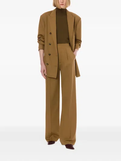 Alberta Ferretti Camel Stretch Polyester Blend Palazzo Pant In Brown