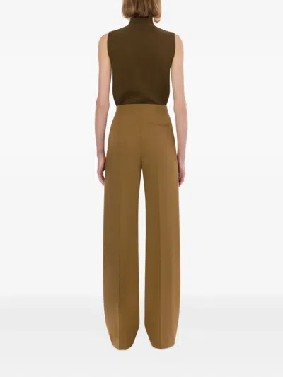 Alberta Ferretti Camel Stretch Polyester Blend Palazzo Pant In Brown