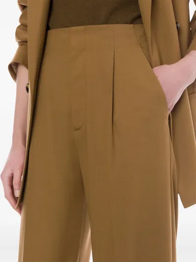 Alberta Ferretti Camel Stretch Polyester Blend Palazzo Pant In Brown