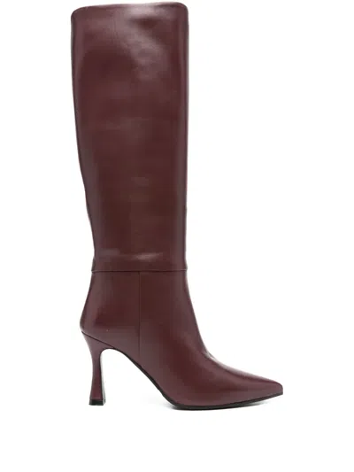 Evaluna 80mm Pointed-toe Leather Boots In Red