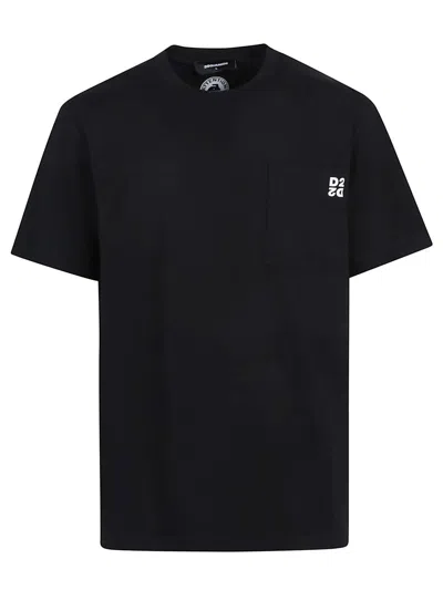 Dsquared2 Black And White Set Of Two T-shirts With Logo On The Front In Cotton Man In Black