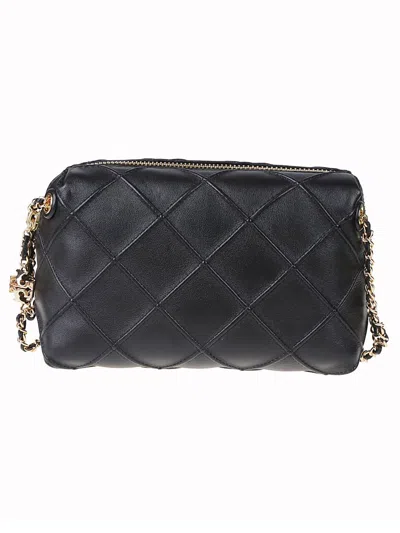 Tory Burch Fleming Small Quilted Leather Crossbody Bag Color Black In Black