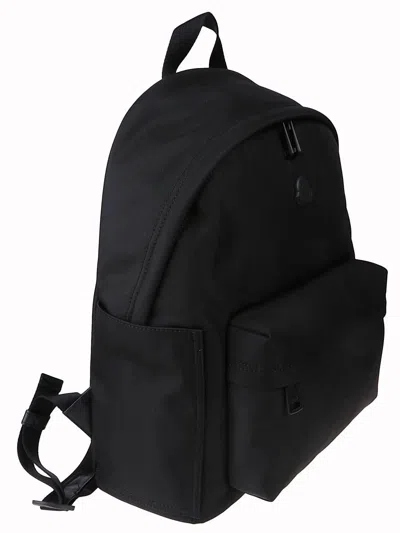 Moncler Pierrick Nylon Backpack Large Front Pocket In Black