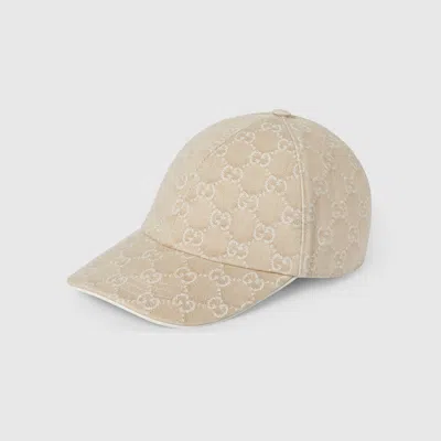 Gucci Gg Denim Baseball Hat With Horsebit In Gray