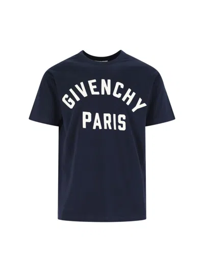Givenchy Men Black Crewneck T-shirt With Maxi Logo Lettering On The Front In Cotton Man
