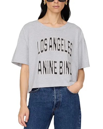 Anine Bing Graphic Print Cropped T-shirt With Short Sleeves In Gray