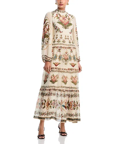 Farm Rio Majestic Hearts Tiered Floral-print Georgette Maxi Dress In Multi