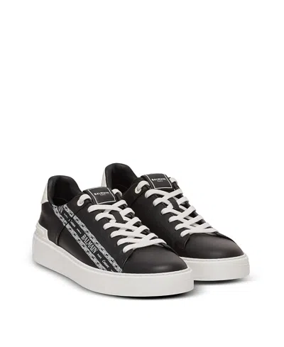 Balmain B-court Printed Calfskin Trainers In Black