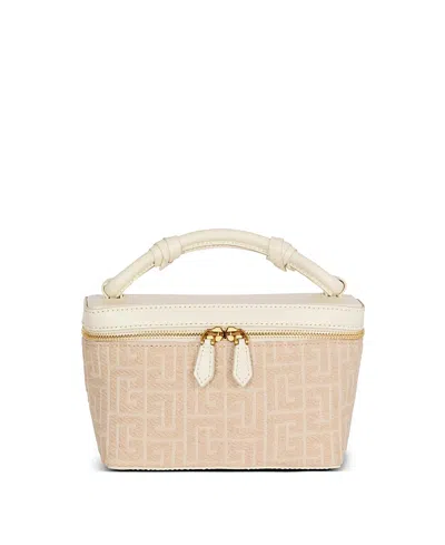 Balmain B-army Vanity Case In Monogrammed Canvas And Leather In Pattern