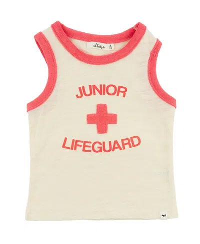 Oh Baby ! Unisex Billie Slub Ringer Lifeguard Screenprint Tank - Baby, Little Kid In Neutral