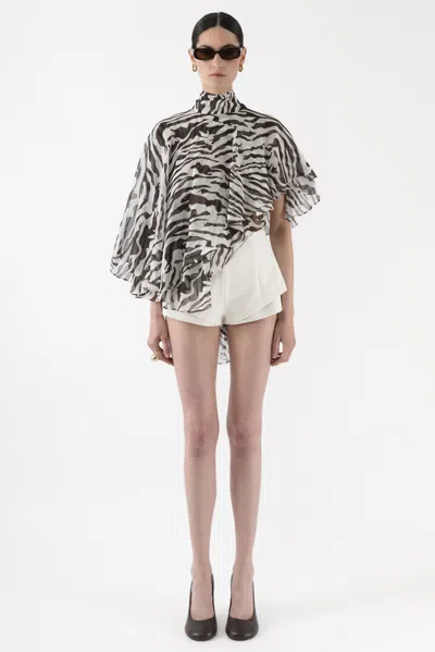 Arakii Flowy Silk Cape In Black