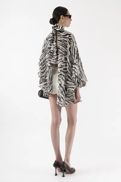 Arakii Flowy Silk Cape In Black