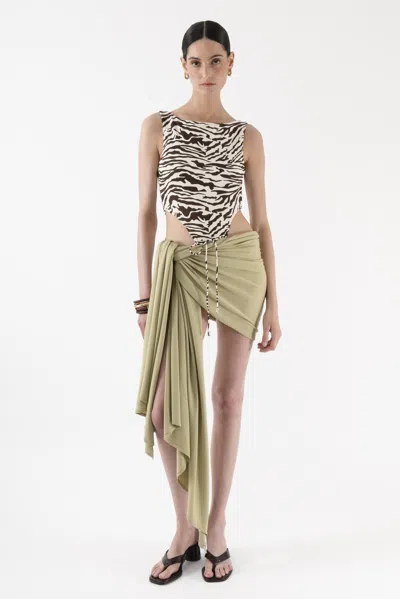 Arakii Thin Knit Scarf In Green