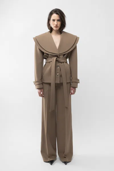 Arakii Double Collar Jacket In Brown