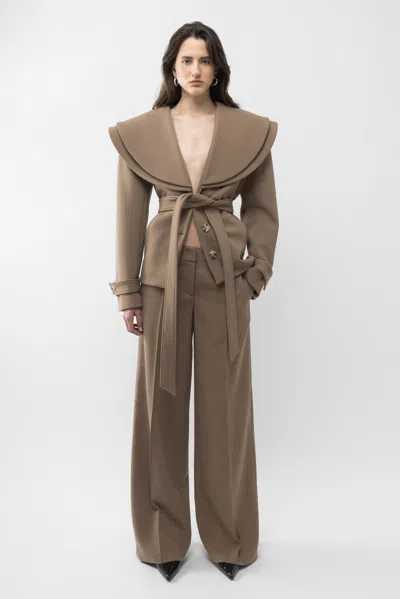 Arakii Double Collar Jacket In Brown