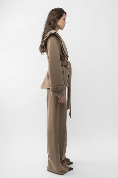 Arakii Double Collar Jacket In Brown