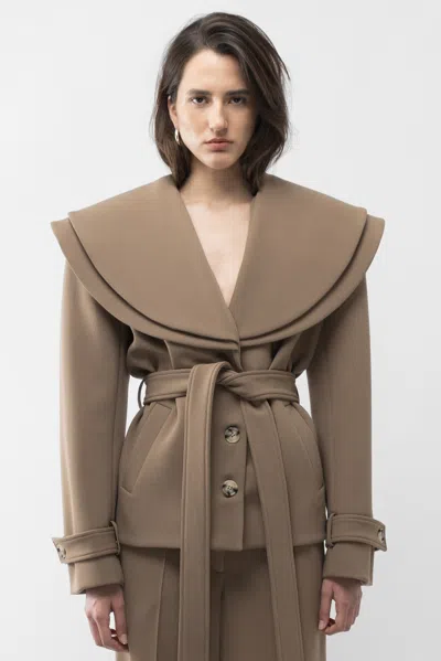 Arakii Double Collar Jacket In Brown