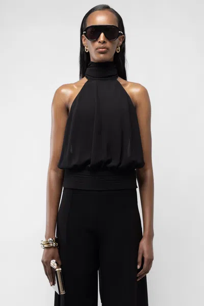 Arakii Deep Back Halter Top In Black