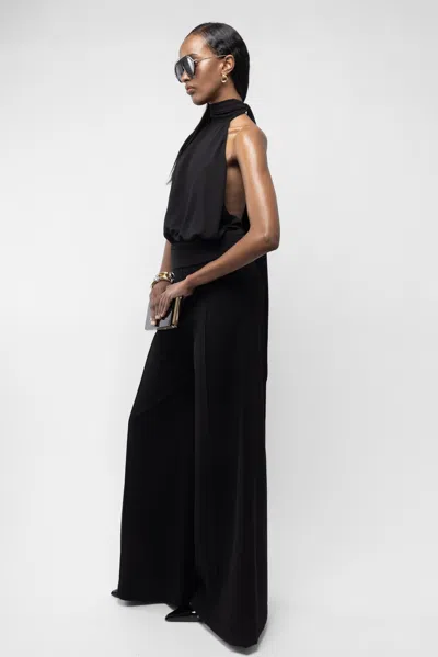 Arakii Deep Back Halter Top In Black