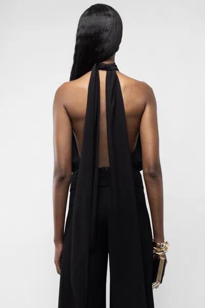 Arakii Deep Back Halter Top In Black