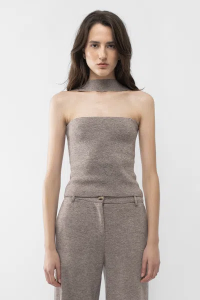 Arakii Knitted Reversed Halter In Gray