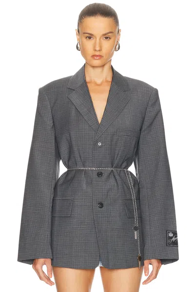 Alexander Wang Tailored Blazer With Chain Belt And Check Pattern In Gray