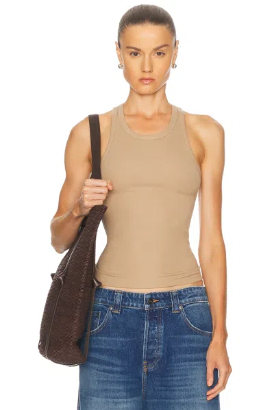 Éterne High Neck Fitted Tank Top In Taupe In Neutral