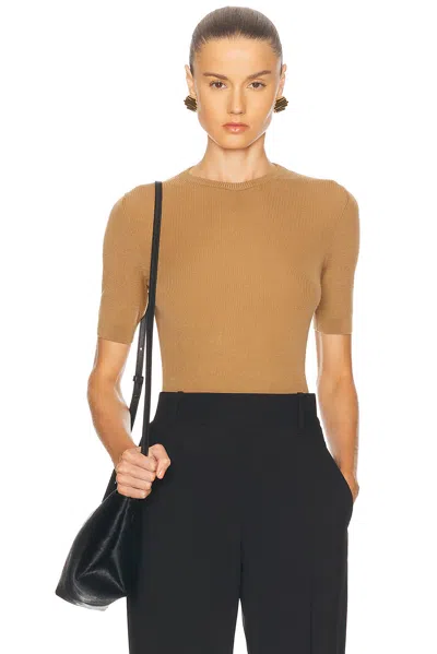Khaite Celina Ribbed Wool-blend Top In Brown