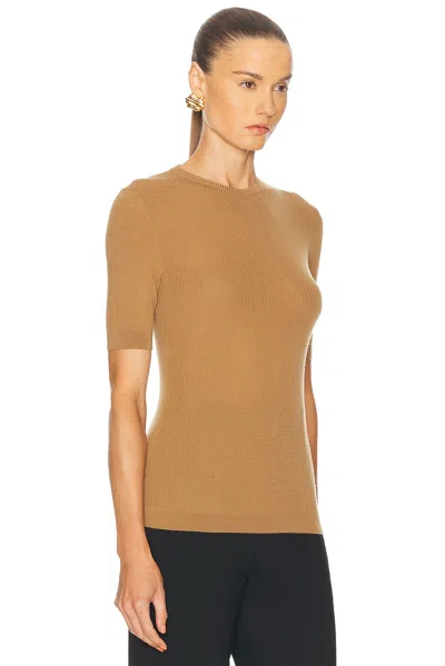 Khaite Celina Ribbed Wool-blend Top In Brown