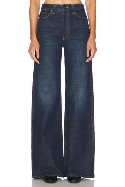 Khaite Winslow Mid Rise Denim Baggy Jeans In Blue