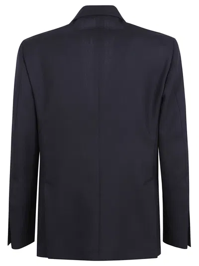 Lardini Single-breasted Tailored Black Wool Blend Jacket In Blue