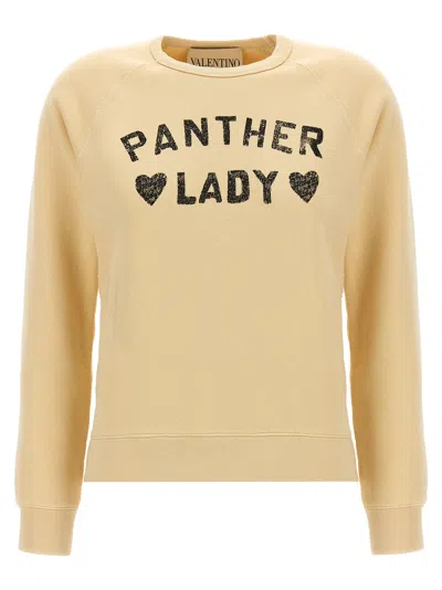 Valentino Graphic Print Crew Neck Knitwear Sweatshirt In Sand