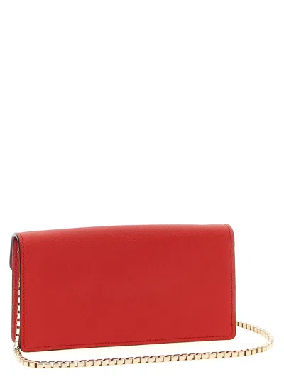 Valextra Chain Strap Rectangular Clutch With Textured Finish In Red