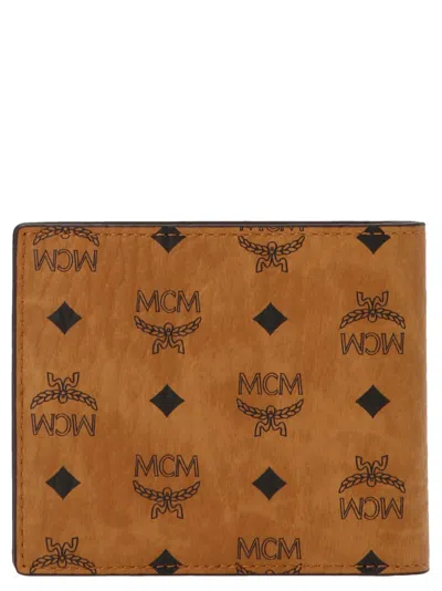 Mcm Printed Half-fold Wallet In Brown