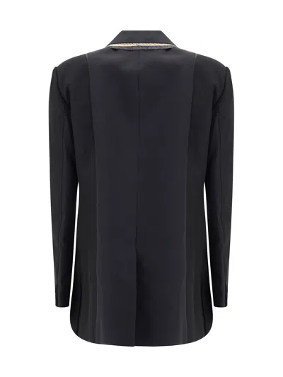 Sacai Double-breasted Blazer With Double Revers In Black