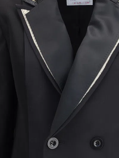 Sacai Double-breasted Blazer With Double Revers In Black