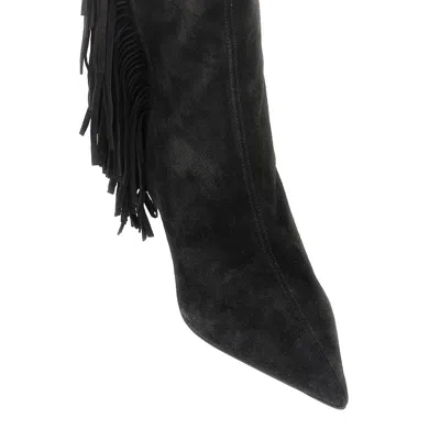 Paris Texas Boots In Off-black Suede Leather In Black