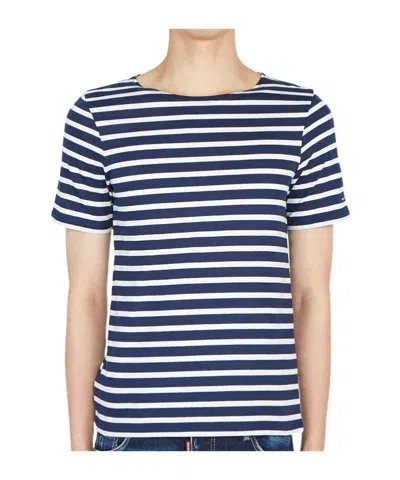 Saint James Levant Modern Navy Blue White T-shirt In Blue