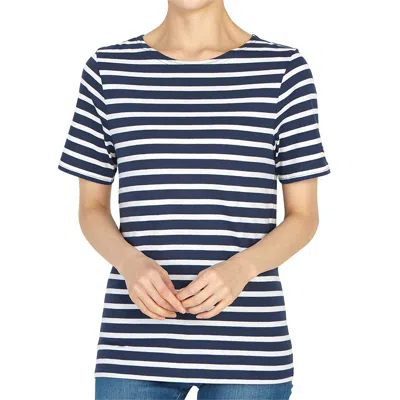 Saint James Levant Modern Navy Blue White T-shirt In Blue