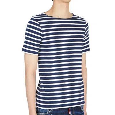 Saint James Levant Modern Navy Blue White T-shirt In Blue