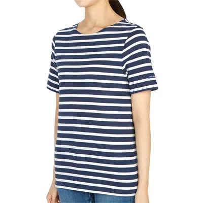 Saint James Levant Modern Navy Blue White T-shirt In Blue