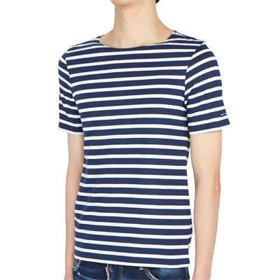 Saint James Levant Modern Navy Blue White T-shirt In Blue