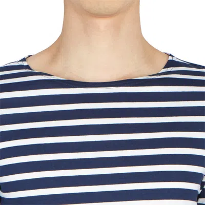 Saint James Levant Modern Navy Blue White T-shirt In Blue
