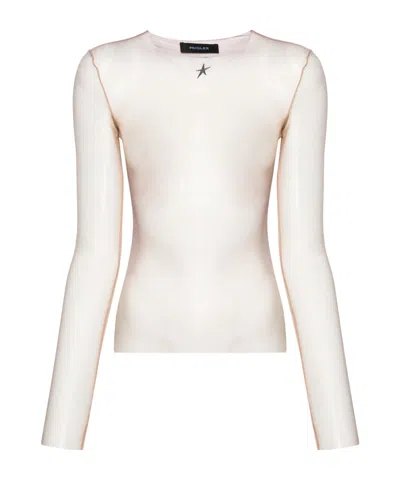 Mugler Gradient-effect Mesh Top In White