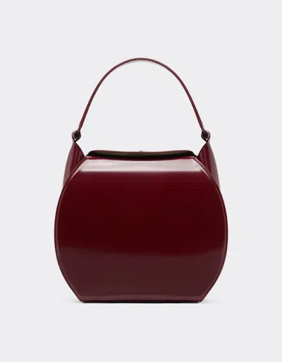 Ferrari Dino Hobo Bag In Shiny Leather In Red
