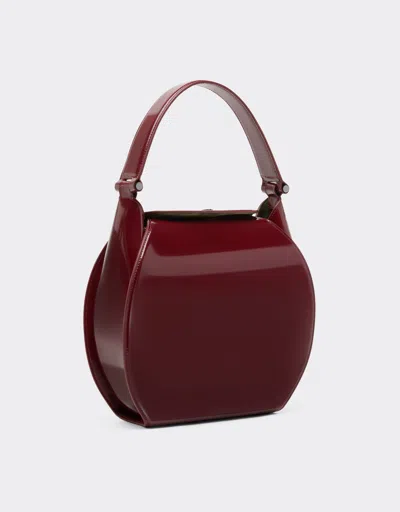 Ferrari Dino Hobo Bag In Shiny Leather In Red