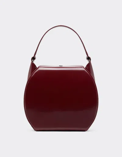 Ferrari Dino Hobo Bag In Shiny Leather In Red