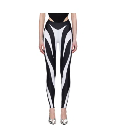 Mugler Spiral Panelled Leggings In Black