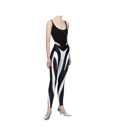 Mugler Spiral Panelled Leggings In Black